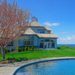 Inside a grand home perched atop a dramatic bluff that overlooks Gardiners Bay