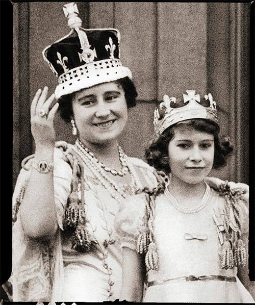 The Queen and Princess Elizabeth after the coronation of George VI, 1937 