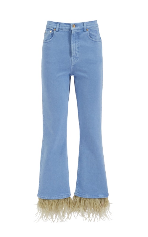 Fancy Crop Jeans with Feathers in Light Blue, $620, LA DOUBLEJ, ladoublej.com