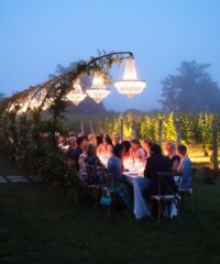 Guests toasted the brand in Sagaponack, New York with a cocktail hour on the tasting room terrace, special tasting of the 2000 vintage, dinner on the lawn and dessert in the cellar