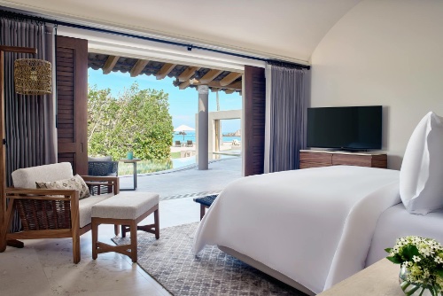 A guest room at Coral Beach House at the Four Seasons Punta Mita
