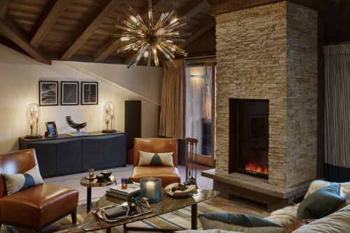 The living room of a suite at Six Senses Courchevel