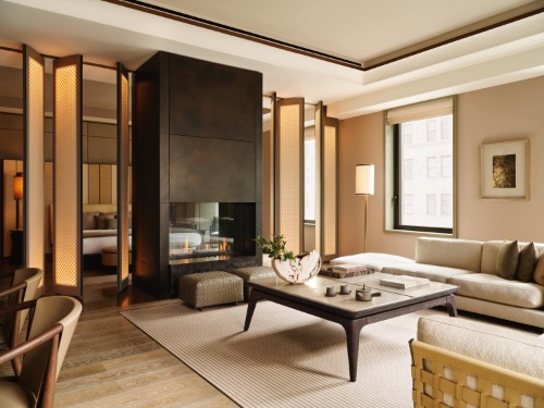 A Corner suite living room at Aman New York