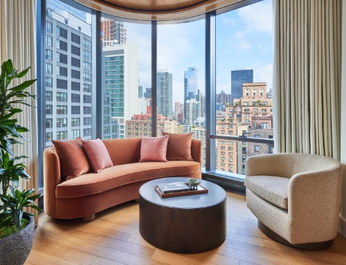The corner one bedroom suite sitting area at Pendry Manhattan West