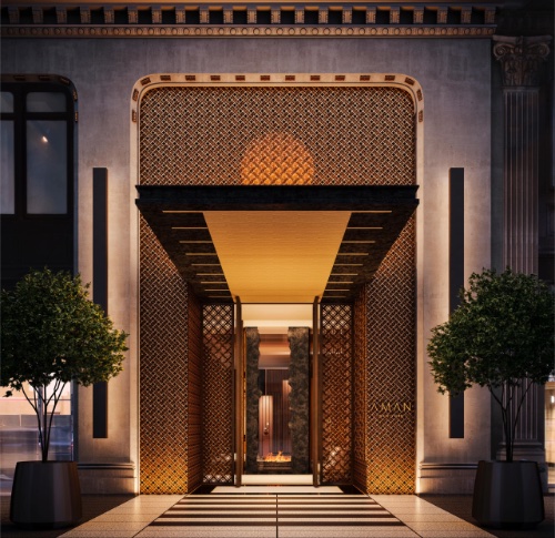 The entrance to Aman New York